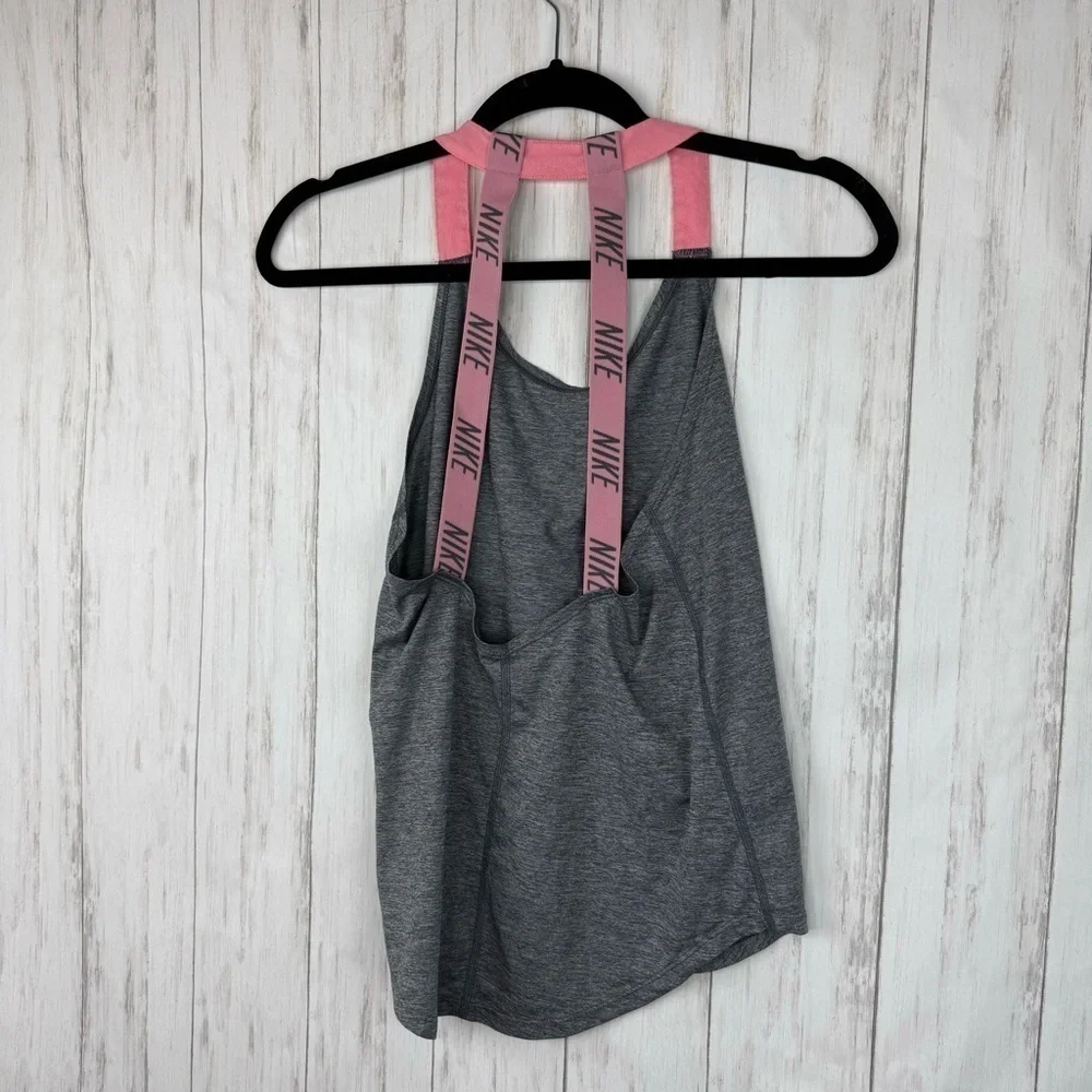 Nike gray and pink open back tank XS